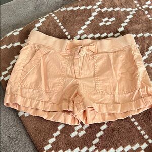 LOFT Peach Ruffle Hem High-Waist Shorts